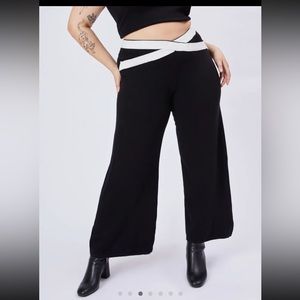 High Waist Contrast Waistband Knit Pants